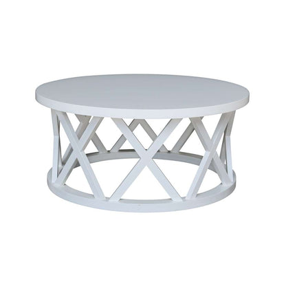 International Concepts - Round Ceylon Coffee Table in White Finish - OT08-46CR veiw 5
