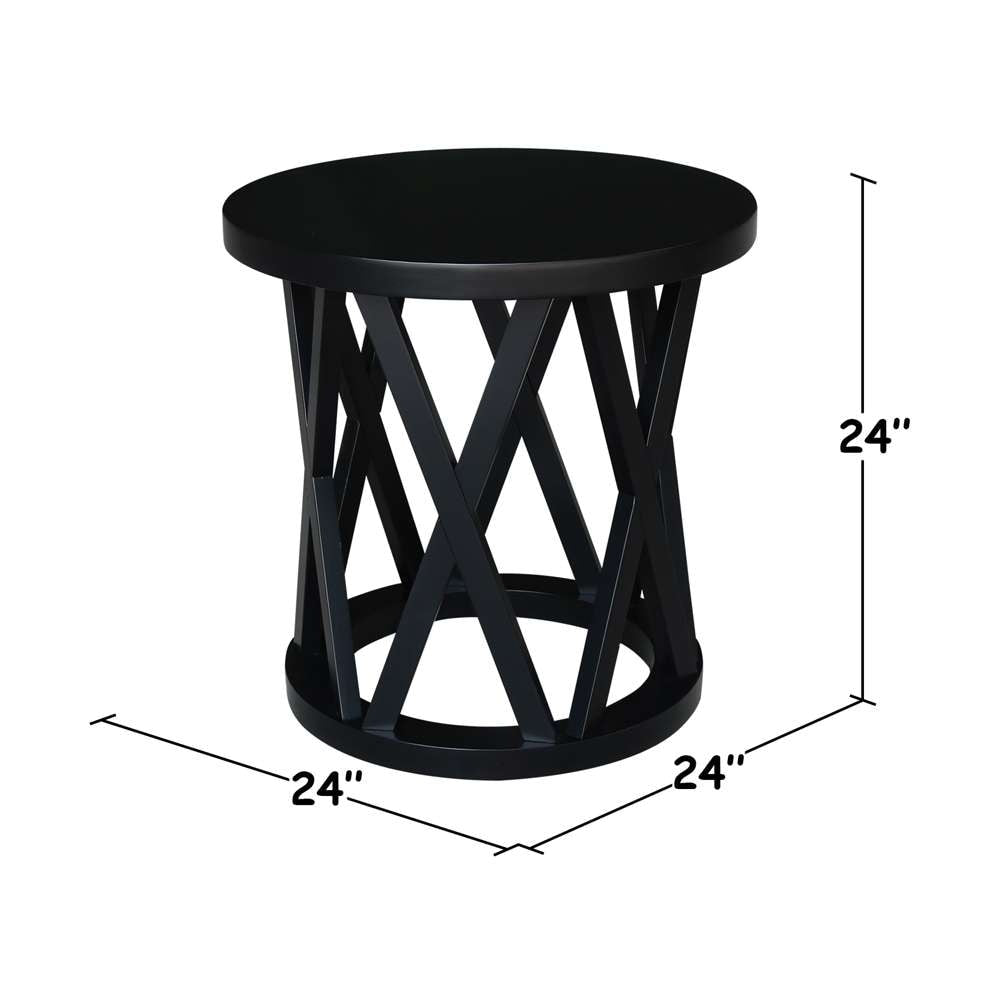 International Concepts - Round Ceylon End Table in Black Finish - OT46-46ER veiw 2