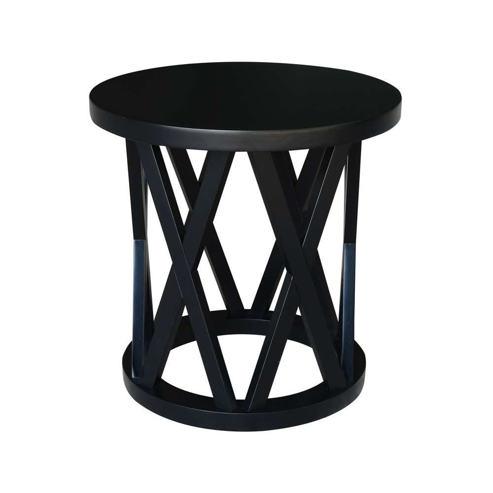 International Concepts - Round Ceylon End Table in Black Finish - OT46-46ER veiw 3
