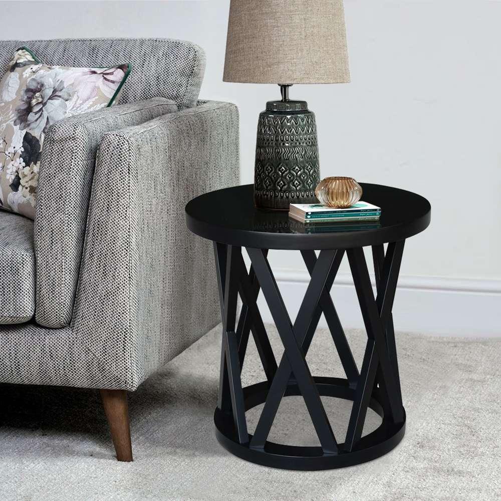 International Concepts - Round Ceylon End Table in Black Finish - OT46-46ER veiw 4