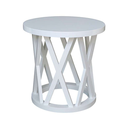 International Concepts - Round Ceylon End Table in White Finish - OT08-46ER veiw 1