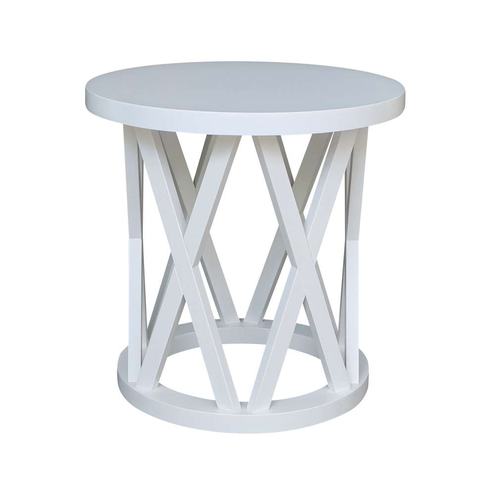 International Concepts - Round Ceylon End Table in White Finish - OT08-46ER veiw 3