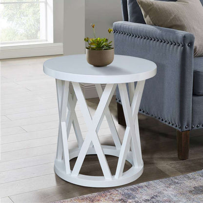 International Concepts - Round Ceylon End Table in White Finish - OT08-46ER veiw 4