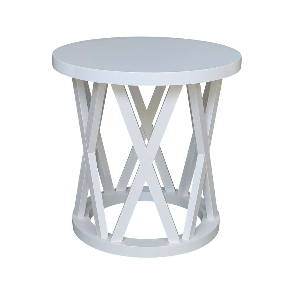 International Concepts - Round Ceylon End Table in White Finish - OT08-46ER veiw 5
