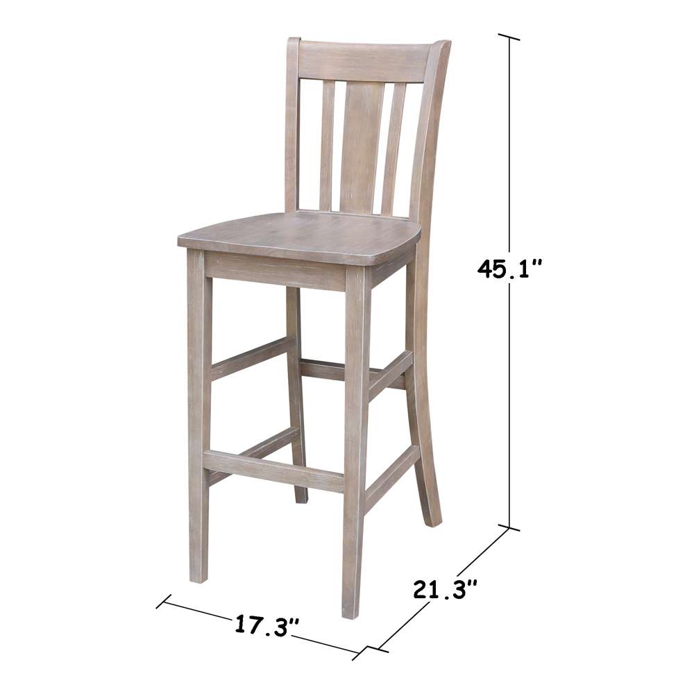 International Concepts - San Remo Bar Height Stool - 30inSH in Washed Gray Taupe Finish - S09-103 veiw 3