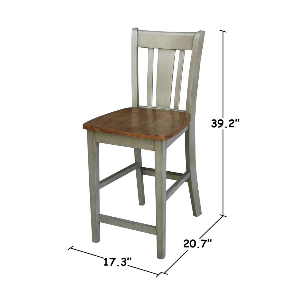 International Concepts - San Remo Counter Height Stool - 24inSH in Hickory/Stone Finish - S41-102 veiw 3