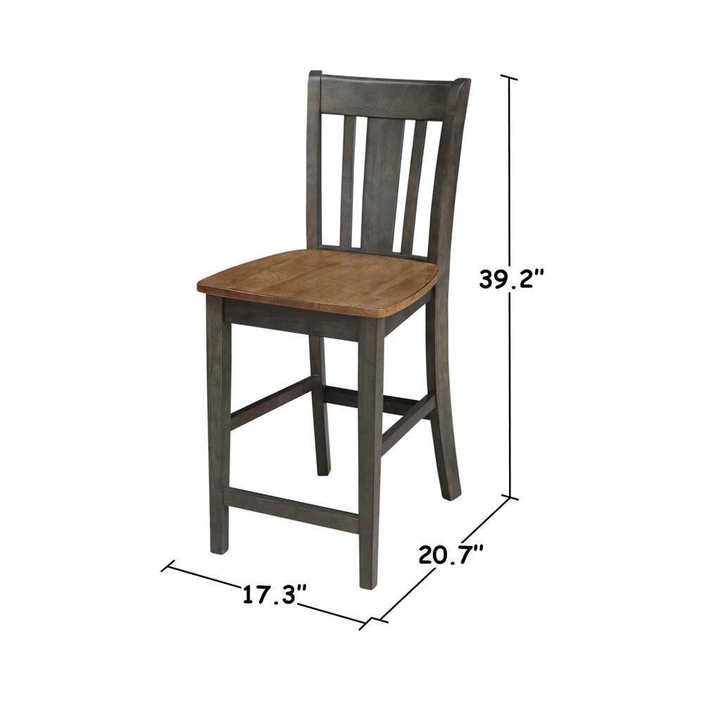 International Concepts - San Remo Counter Height Stool - 24inSH in Hickory/Washed Coal Finish - S45-102 veiw 3