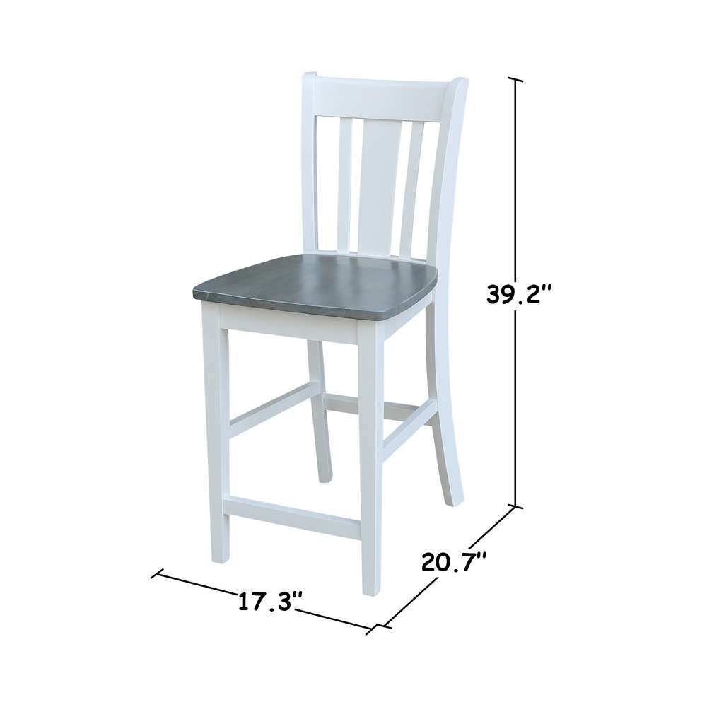 International Concepts - San Remo Counter Height Stool - 24inSH in White/Heather Gray Finish - S05-102 veiw 3