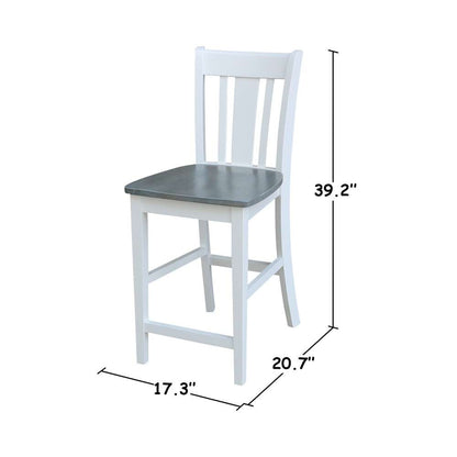 International Concepts - San Remo Counter Height Stool - 24inSH in White/Heather Gray Finish - S05-102 veiw 3