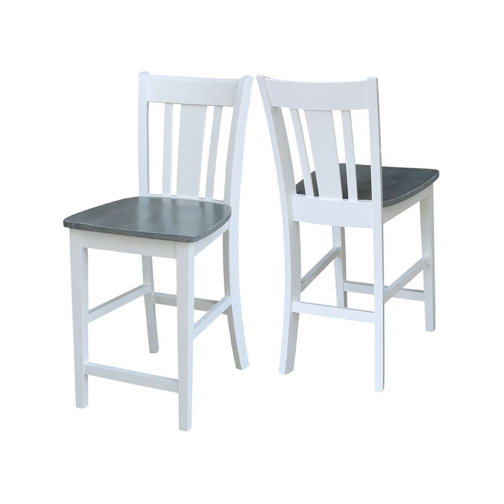International Concepts - San Remo Counter Height Stool - 24inSH in White/Heather Gray Finish - S05-102 veiw 5