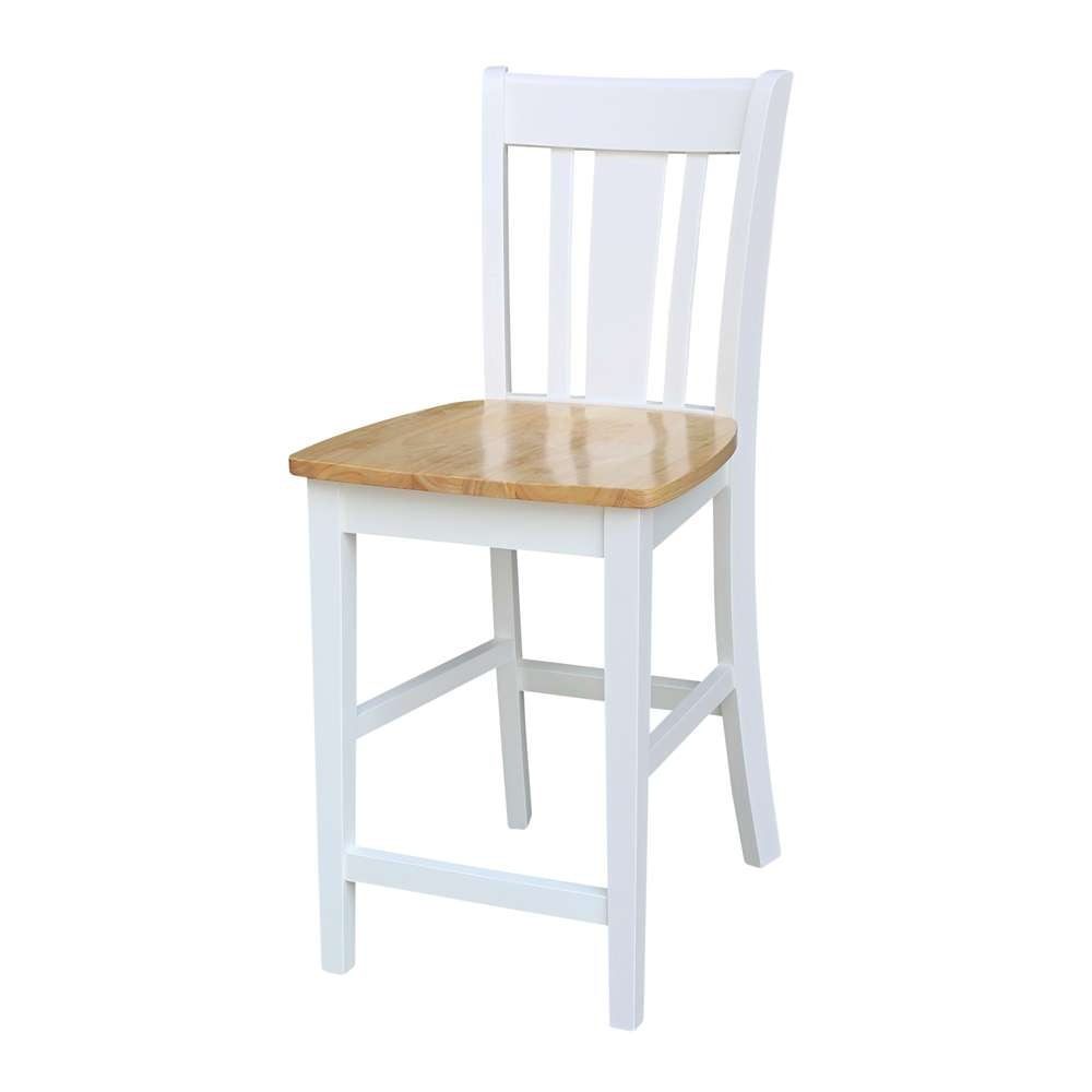 International Concepts - San Remo Counter Height Stool - 24inSH in White/Natural Finish - S02-102 veiw 1