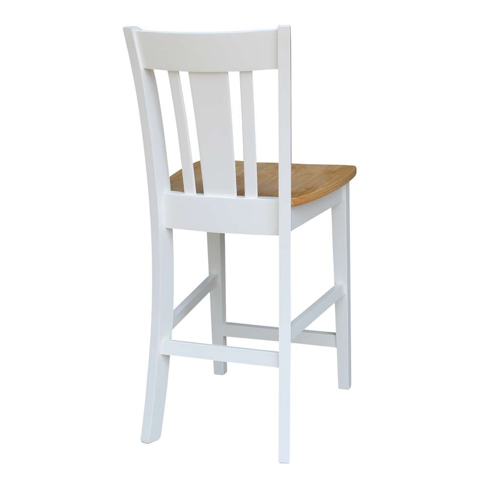 International Concepts - San Remo Counter Height Stool - 24inSH in White/Natural Finish - S02-102 veiw 2