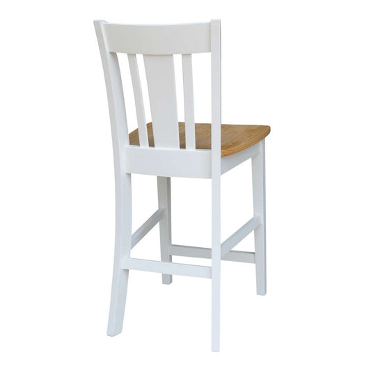 International Concepts - San Remo Counter Height Stool - 24inSH in White/Natural Finish - S02-102 veiw 2
