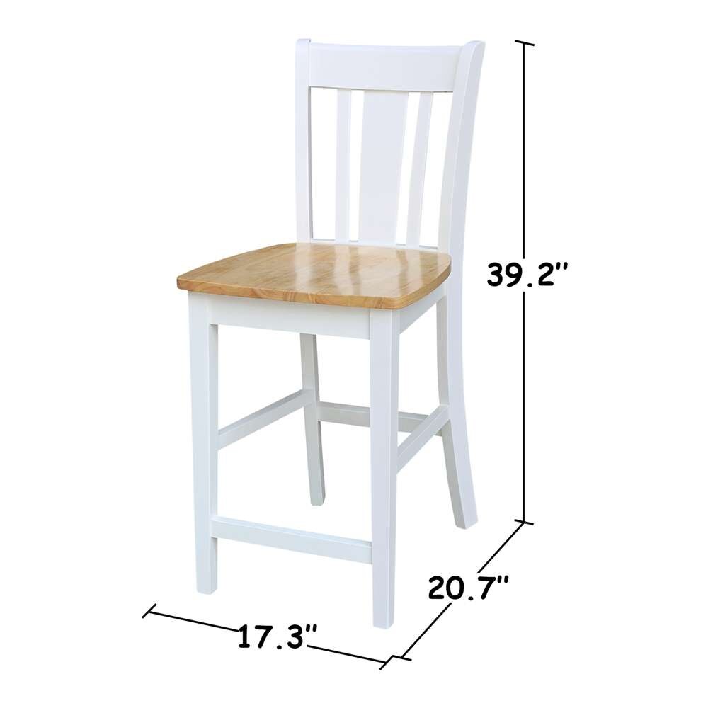 International Concepts - San Remo Counter Height Stool - 24inSH in White/Natural Finish - S02-102 veiw 3