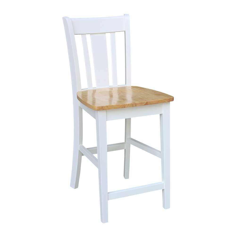 International Concepts - San Remo Counter Height Stool - 24inSH in White/Natural Finish - S02-102 veiw 4