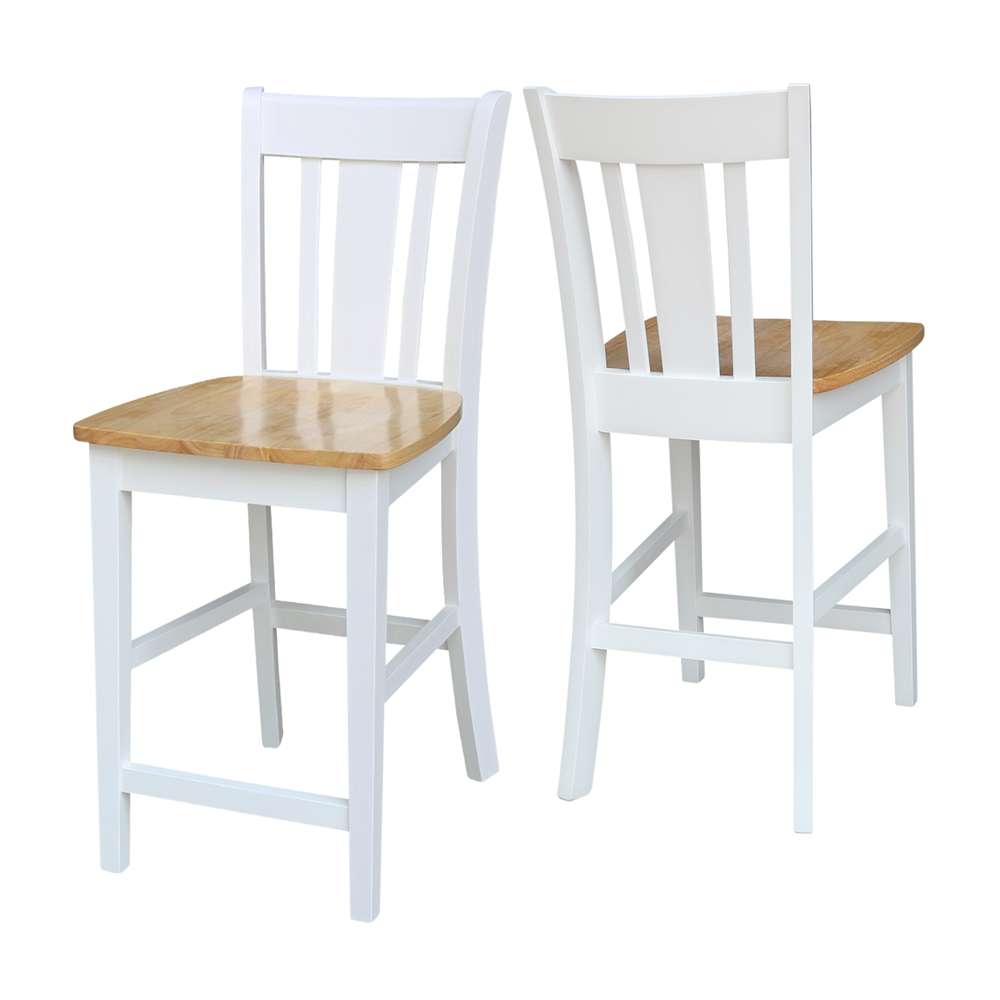 International Concepts - San Remo Counter Height Stool - 24inSH in White/Natural Finish - S02-102 veiw 5