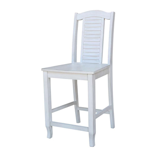 International Concepts - Seaside Counter Height Stool - 24inSH in Chalk - Antiqued Finish - S28-452 veiw 1