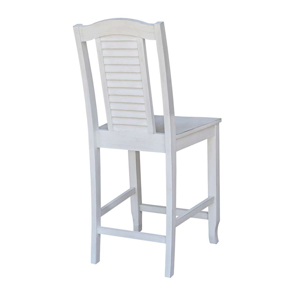 International Concepts - Seaside Counter Height Stool - 24inSH in Chalk - Antiqued Finish - S28-452 veiw 2