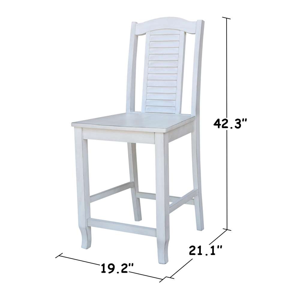 International Concepts - Seaside Counter Height Stool - 24inSH in Chalk - Antiqued Finish - S28-452 veiw 3