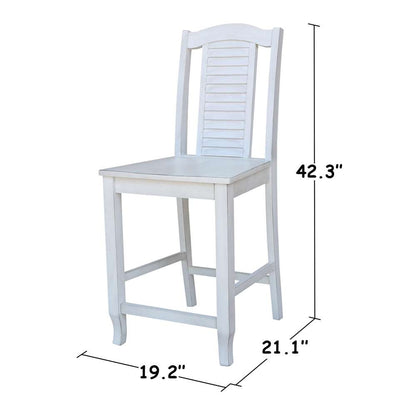 International Concepts - Seaside Counter Height Stool - 24inSH in Chalk - Antiqued Finish - S28-452 veiw 3