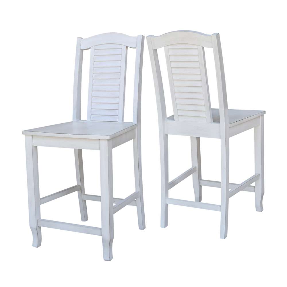 International Concepts - Seaside Counter Height Stool - 24inSH in Chalk - Antiqued Finish - S28-452 veiw 5