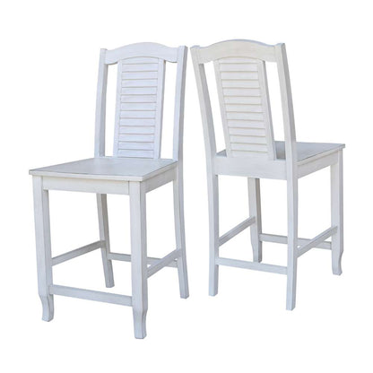 International Concepts - Seaside Counter Height Stool - 24inSH in Chalk - Antiqued Finish - S28-452 veiw 5