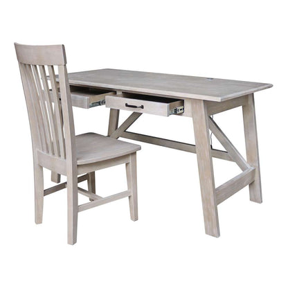 International Concepts - Serendipity Desk with 2 Drawers and Chair in Washed Gray Taupe Finish in Washed Gray Taupe Finish - K09-OF-69-C465 veiw 3