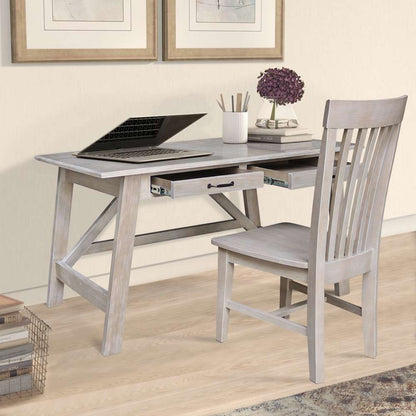 International Concepts - Serendipity Desk with 2 Drawers and Chair in Washed Gray Taupe Finish in Washed Gray Taupe Finish - K09-OF-69-C465 veiw 4