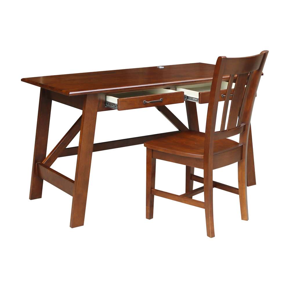 International Concepts - Serendipity Desk with 2 Drawers and Chair in Espresso Finish in Espresso Finish - K581-OF-69-C10 veiw 3