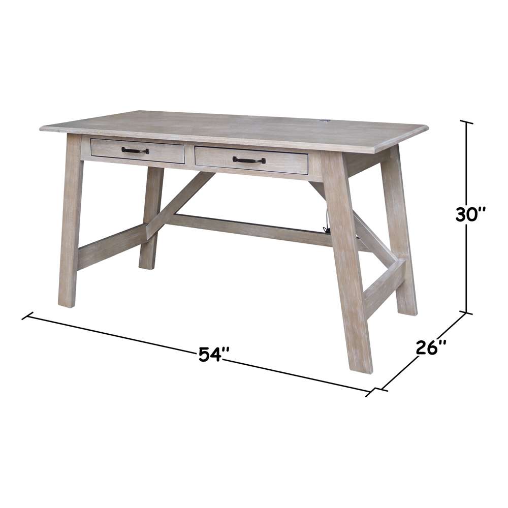 International Concepts - Serendipity Desk with 2 Drawers in Washed Gray Taupe Finish - OF09-69 veiw 4
