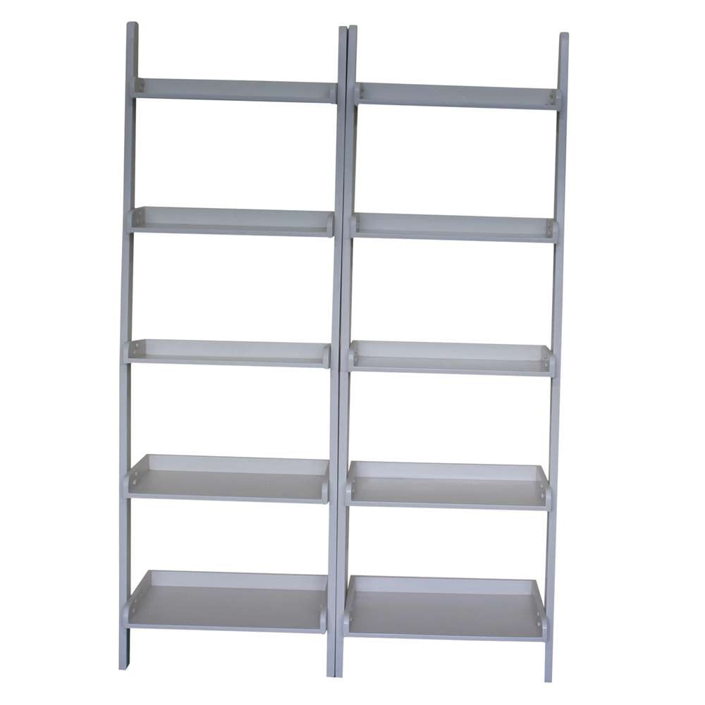 International Concepts (Set of 2 Pcs) - Lean To Shelf Units, with 5 Shelves in White Finish - K-SH69-2660-2 veiw 1