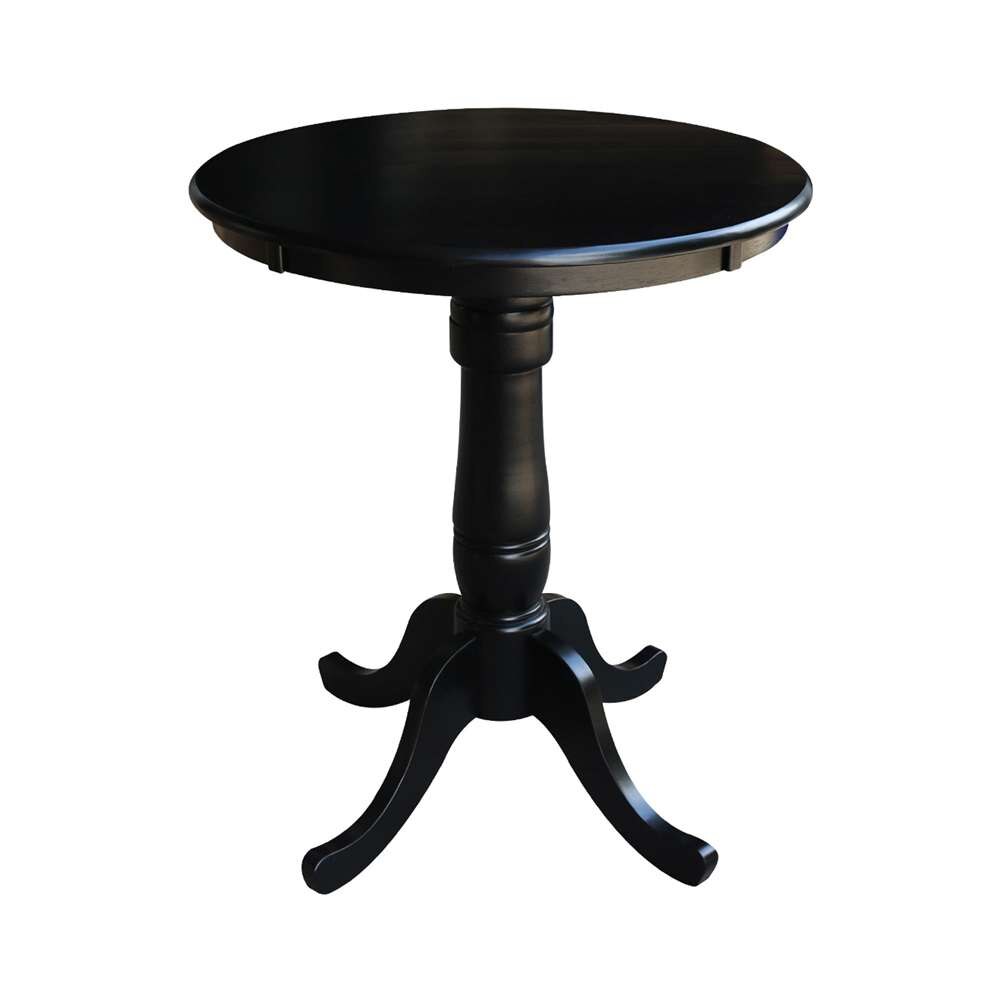 International Concepts (Set of 3 Pcs) - 30in Round Pedestal Counter Height Table with 2 Counter Height Stools in Black Finish - K46-30RT-S6172-2 veiw 4