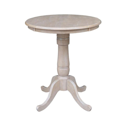 International Concepts (Set of 3 Pcs) - 30in Round Pedestal Gathering Height Table with 2 Counter Height Stools in Washed Gray Taupe Finish - K09-30RT-S6172-2 veiw 4