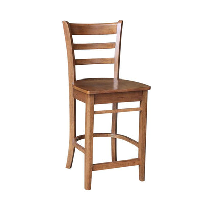 International Concepts (Set of 3 Pcs) - 30in Round Pedestal Gathering Height Table with 2 Emily Counter Height Stools in Distressed Oak Finish - K42-30RT-27B-S6172-2 veiw 3