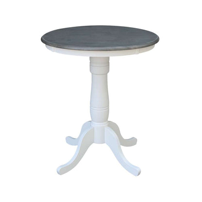 International Concepts (Set of 3 Pcs) - 30in Round Pedestal Gathering Height Table with 2 Emily Counter Height Stools in White/Heather Gray Finish - K05-30RT-6B-S6172-2 veiw 4