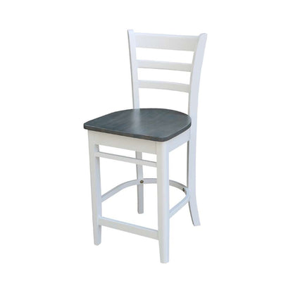 International Concepts (Set of 3 Pcs) - 30in Round Pedestal Gathering Height Table with 2 Emily Counter Height Stools in White/Heather Gray Finish - K05-30RT-27B-S6172-2 veiw 3