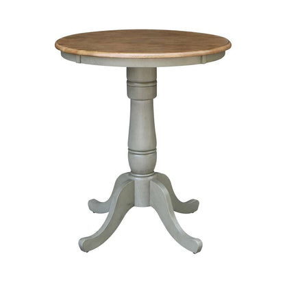International Concepts (Set of 3 Pcs) - 30in Round Pedestal Gathering Height Table with 2 San Remo Counter Height Stools in Hickory/Stone Finish - K41-30RT-6B-S102-2 veiw 4