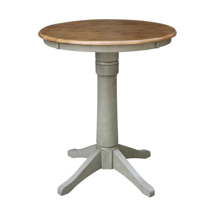 International Concepts (Set of 3 Pcs) - 30in Round Pedestal Gathering Height Table with 2 X-Back Counter Height Stools in Hickory/Stone Finish - K41-30RT-27B-S6132-2 veiw 4