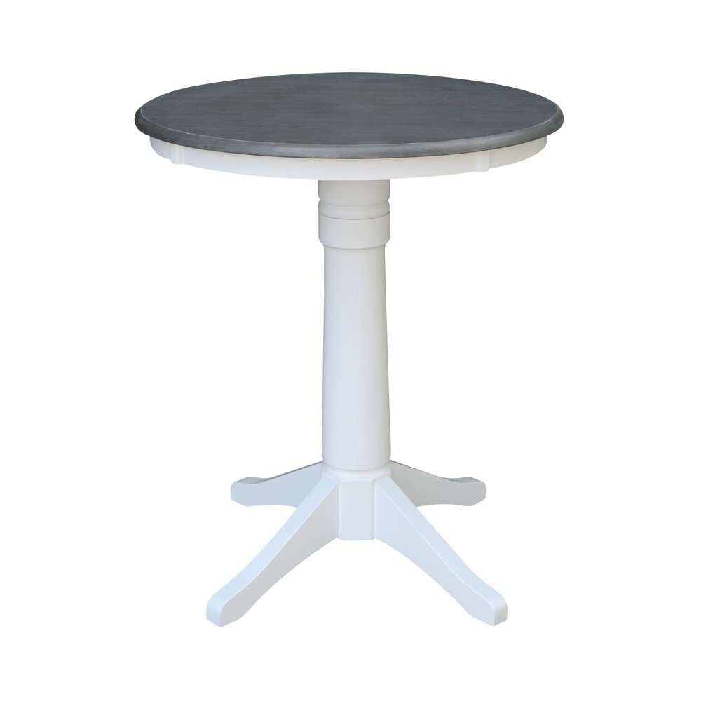 International Concepts (Set of 3 Pcs) - 30in Round Pedestal Gathering Height Table with 2 X-Back Counter Height Stools in White/Heather Gray Finish - K05-30RT-27B-S6132-2 veiw 4