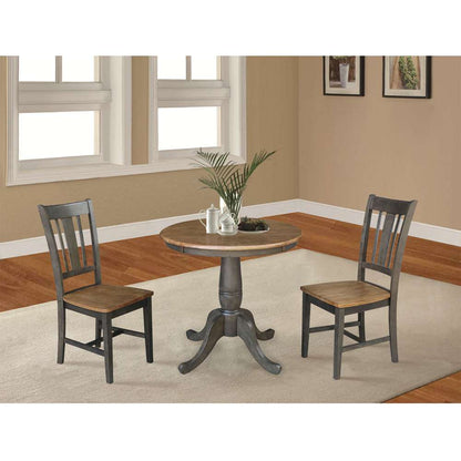 International Concepts (Set of 3 Pcs) -30in Round Top Ped Table with 2 San Remo Chairs in Hickory/Washed Coal Finish - K45-30RT-C10-2 veiw 3