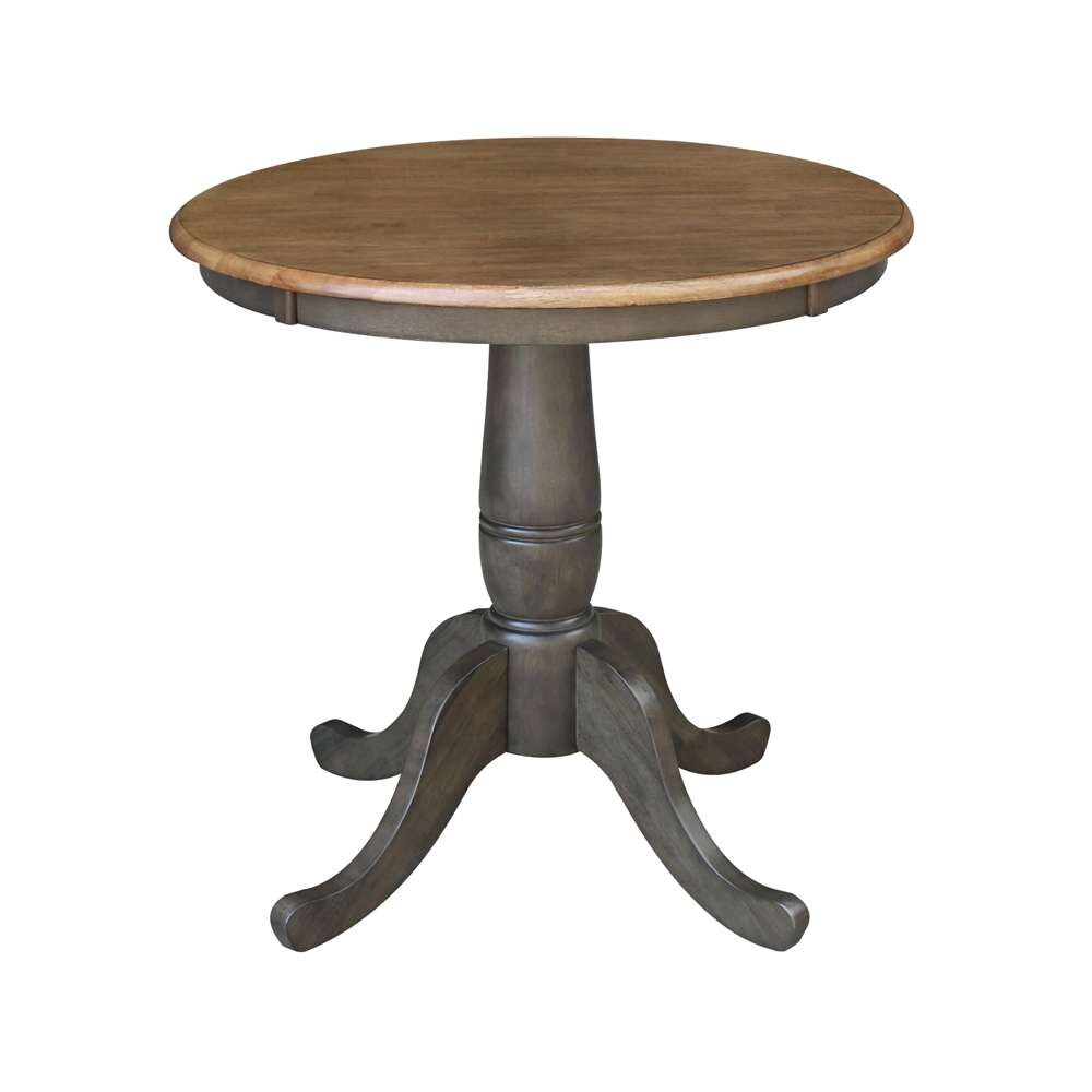 International Concepts (Set of 3 Pcs) -30in Round Top Ped Table with 2 San Remo Chairs in Hickory/Washed Coal Finish - K45-30RT-C10-2 veiw 4