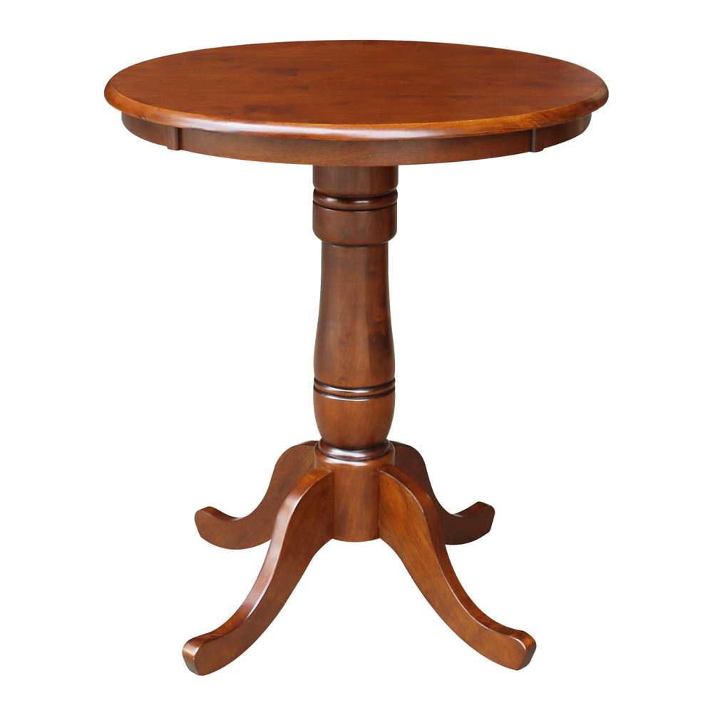 International Concepts (Set of 3 Pcs) - 30in Round Pedestal Gathering Height Table with 2 RTA Counter Height Stools in Espresso Finish - K581-30RT-S6172-2 veiw 4