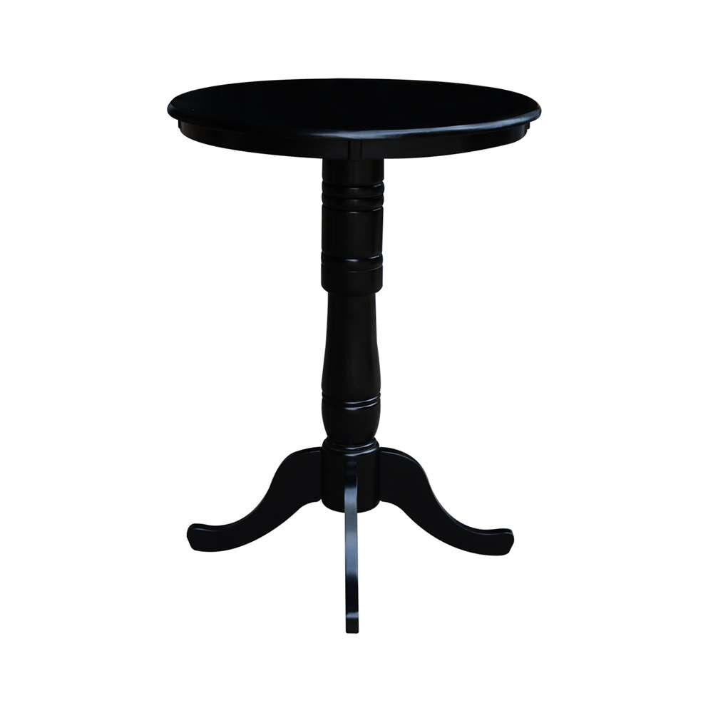 International Concepts (Set of 3 Pcs) - 30in Round Pedestal Gathering Height Table with 2 Counter Height Stools in Black Finish - K46-30RT-27B-S6172-2 veiw 3