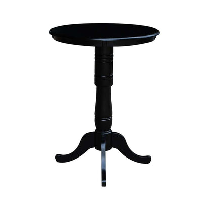 International Concepts (Set of 3 Pcs) - 30in Round Pedestal Gathering Height Table with 2 Counter Height Stools in Black Finish - K46-30RT-27B-S6172-2 veiw 3