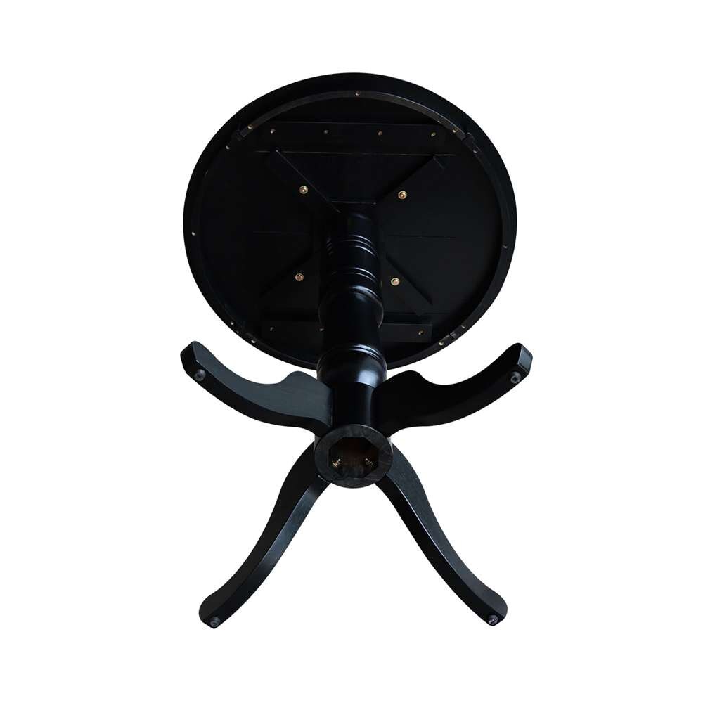 International Concepts (Set of 3 Pcs) - 30in Round Pedestal Gathering Height Table with 2 Counter Height Stools in Black Finish - K46-30RT-27B-S6172-2 veiw 4