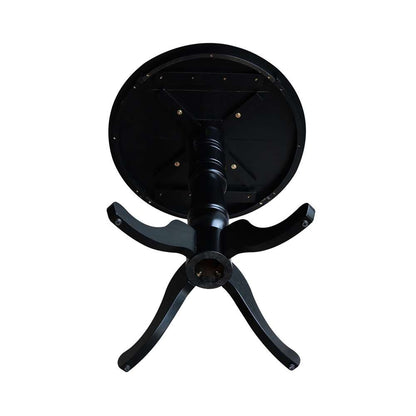 International Concepts (Set of 3 Pcs) - 30in Round Pedestal Gathering Height Table with 2 Counter Height Stools in Black Finish - K46-30RT-27B-S6172-2 veiw 4