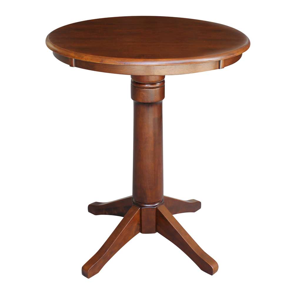 International Concepts (Set of 3 Pcs) - 30in Round Pedestal Table with 2 RTA Counter Height Stools in Espresso Finish - K581-30RT-27-S6172-2 veiw 4