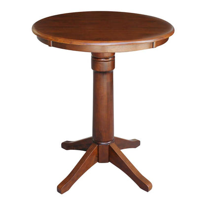 International Concepts (Set of 3 Pcs) - 30in Round Pedestal Table with 2 RTA Counter Height Stools in Espresso Finish - K581-30RT-27-S6172-2 veiw 4