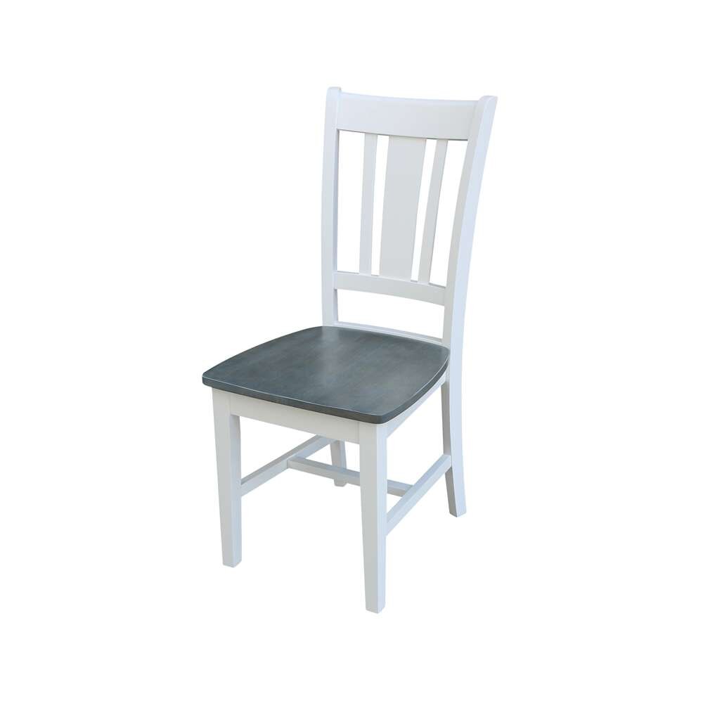 International Concepts (Set of 3 Pcs) -30in Round Top Ped Table with 2 San Remo Chairs in White/Heather Gray Finish - K05-30RT-C10-2 veiw 2