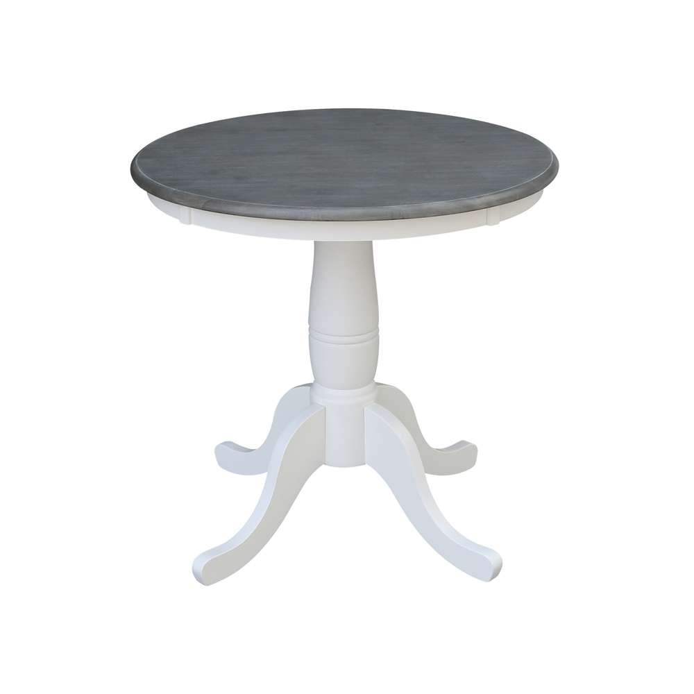 International Concepts (Set of 3 Pcs) -30in Round Top Ped Table with 2 San Remo Chairs in White/Heather Gray Finish - K05-30RT-C10-2 veiw 4